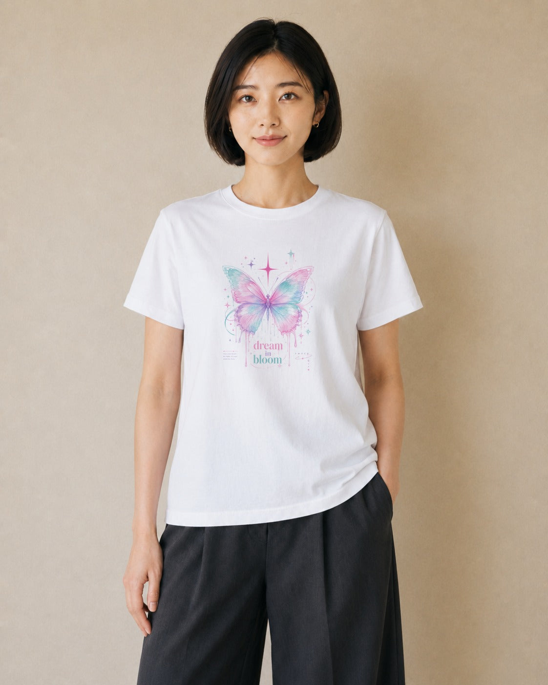 蝶夢花｜水彩 半袖Tシャツ レディース（スタンダードプリント 15×20cm）