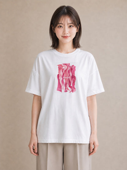 【受注生産】YMAZO Tシャツ レディース 半袖 オーバーサイズ 花柄 フローラル ボタニカル 植物 白T 綿100% ホワイト M L 手描き くすみカラー ニュアンス デイリー デート 2026新作 プレゼント｜花便り（スタンダードプ