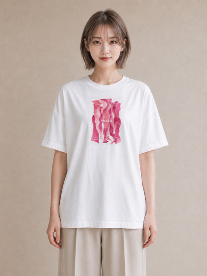 【受注生産】YMAZO Tシャツ レディース 半袖 オーバーサイズ 花柄 フローラル ボタニカル 植物 白T 綿100% ホワイト M L 手描き くすみカラー ニュアンス デイリー デート 2026新作 プレゼント｜花便り（スタンダードプ