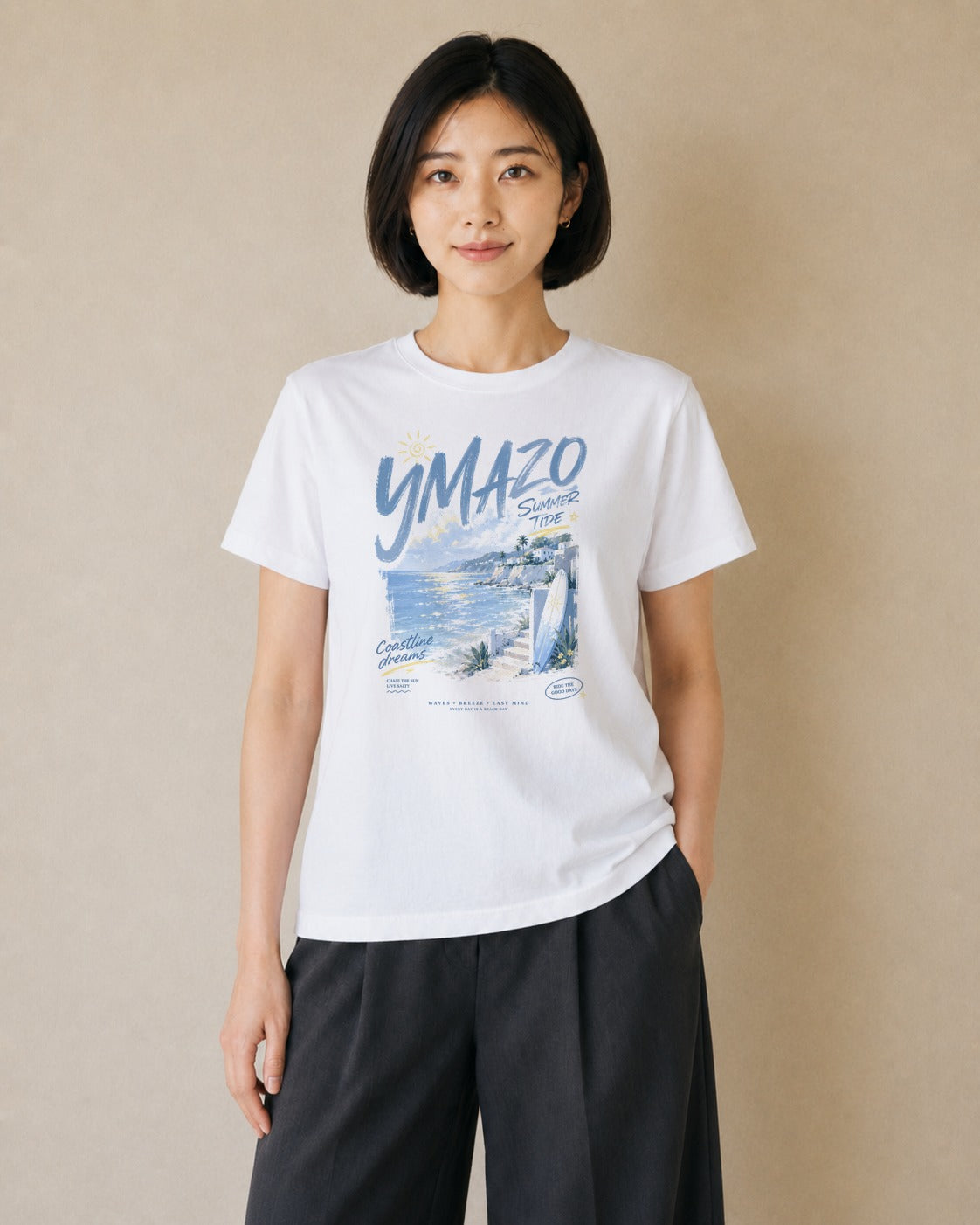 潮の夢｜水彩 半袖Tシャツ レディース（大きめプリント 20×25cm）