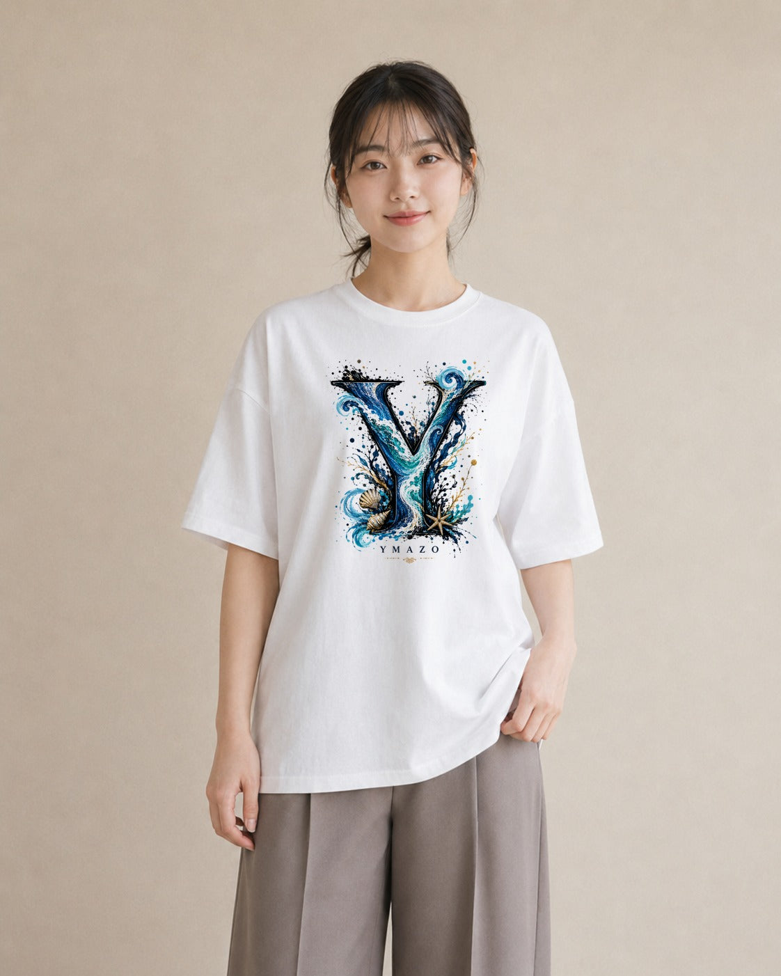 海のささやき｜水彩 半袖Tシャツ レディース（大きめプリント 20×25cm）
