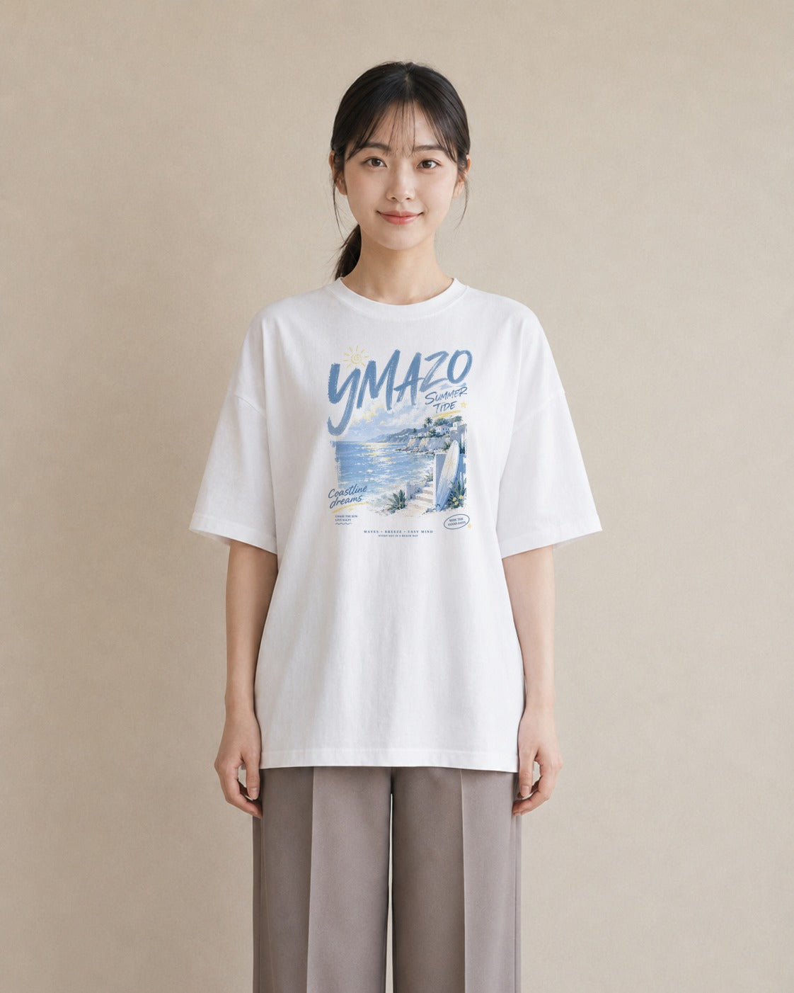 潮の夢｜水彩 半袖Tシャツ レディース（大きめプリント 20×25cm）