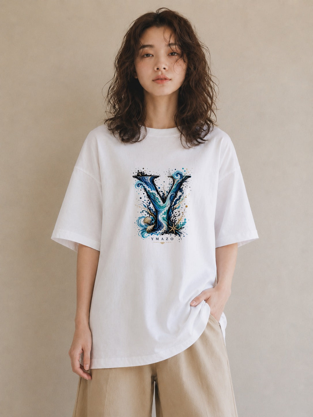 海のささやき｜水彩 半袖Tシャツ レディース（スタンダードプリント 15×20cm）