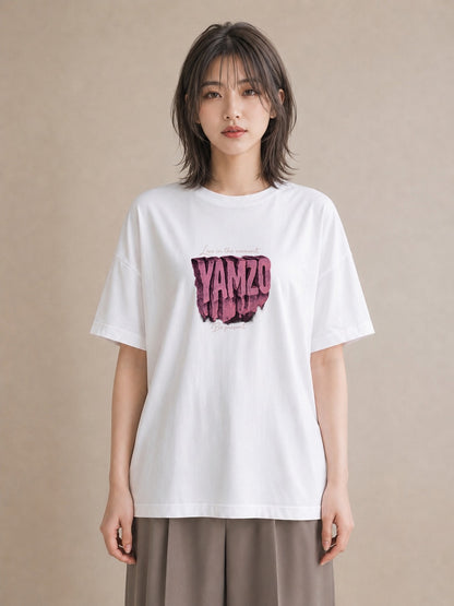 【受注生産】YMAZO Tシャツ レディース 半袖 オーバーサイズ ロゴ アルファベット レター 白T 綿100% ホワイト M L フェミニン 韓国っぽい 大人可愛い 通勤 お出かけ 2026新作 春夏 初夏｜イニシャルY（スタンダードプ
