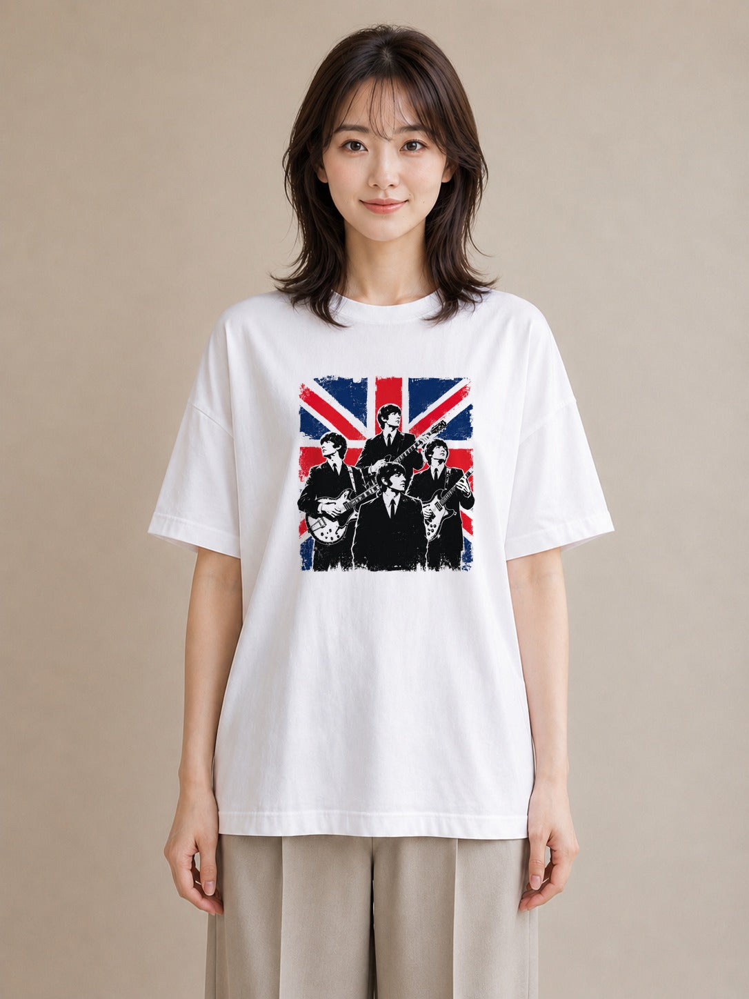 【受注生産】YMAZO Tシャツ レディース 半袖 ビッグT イラスト アート デザイン 白T 綿100% ホワイト M L くすみカラー 大人可愛い 水彩 リンクコーデ デート プレゼント 父の日 2026新作｜YMAZO art（大きめ