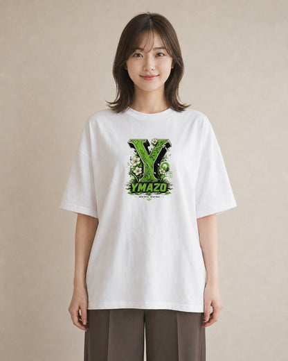 【受注生産】YMAZO Tシャツ レディース 半袖 オーバーサイズ いちご イチゴ 苺 ストロベリー フルーツ 白T 綿100% ホワイト M L 韓国っぽい フェミニン くすみカラー カジュアル デイリー ギフト｜Y字ロゴ（スタンダードプ