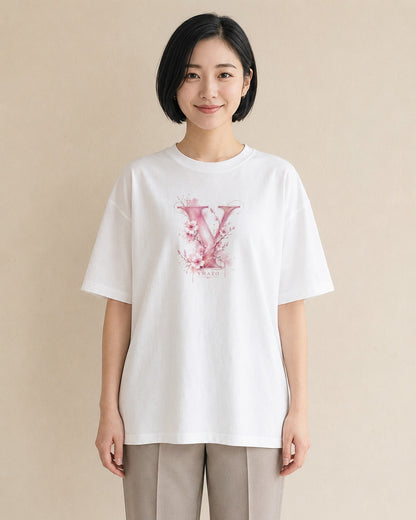 桜ひとひら｜水彩 半袖Tシャツ レディース（スタンダードプリント 15×20cm）