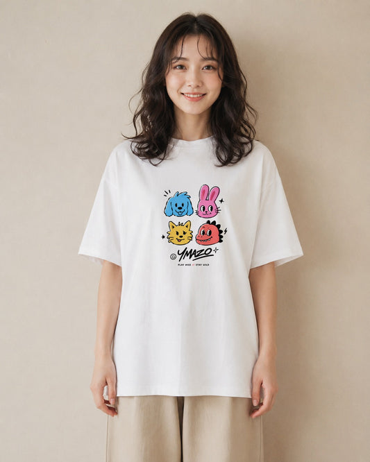 なかよし日和｜水彩 半袖Tシャツ レディース（スタンダードプリント 15×20cm）