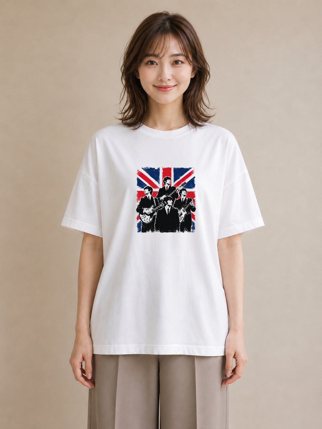 【受注生産】YMAZO Tシャツ レディース 半袖 ビッグT イラスト アート デザイン 白T 綿100% ホワイト M L くすみカラー 大人可愛い 水彩 リンクコーデ デート プレゼント 父の日 2026新作｜YMAZO art（スタン