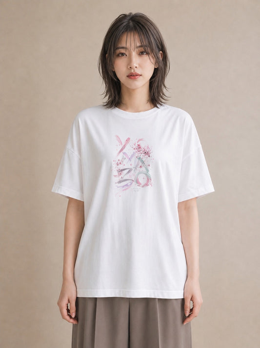【受注生産】YMAZO Tシャツ レディース 半袖 ビッグT 花柄 フローラル ボタニカル 花 ブーケ 白T 綿100% ホワイト M L 韓国っぽい ナチュラル 手描き お出かけ リンクコーデ 春夏 2026新作｜花あそび（スタンダードプ