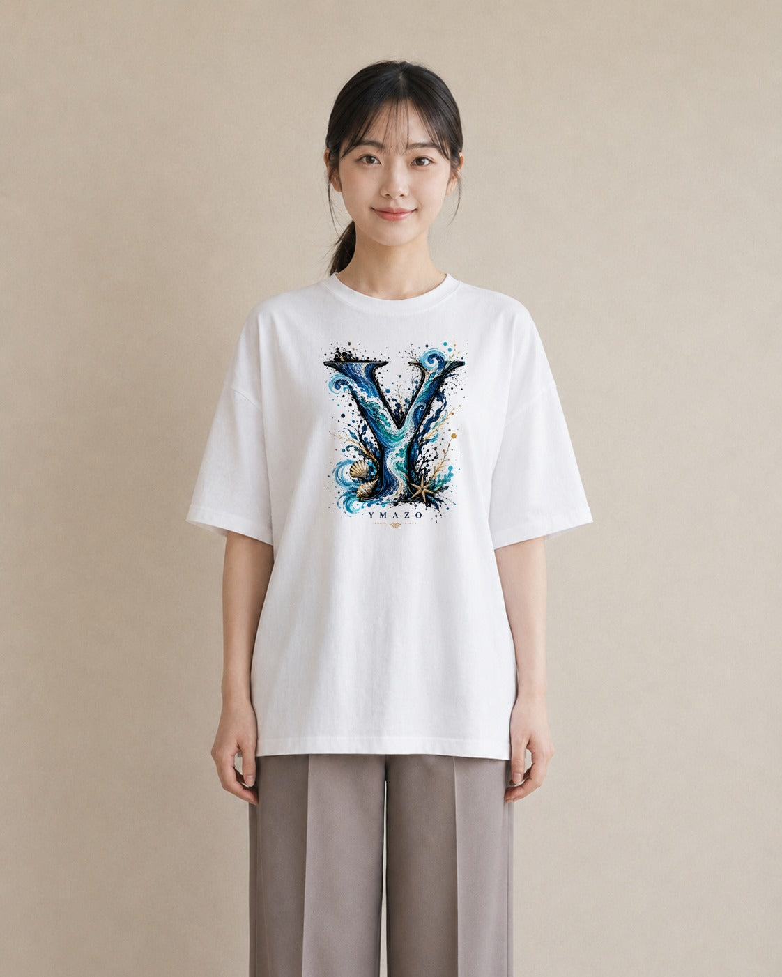 海のささやき｜水彩 半袖Tシャツ レディース（大きめプリント 20×25cm）
