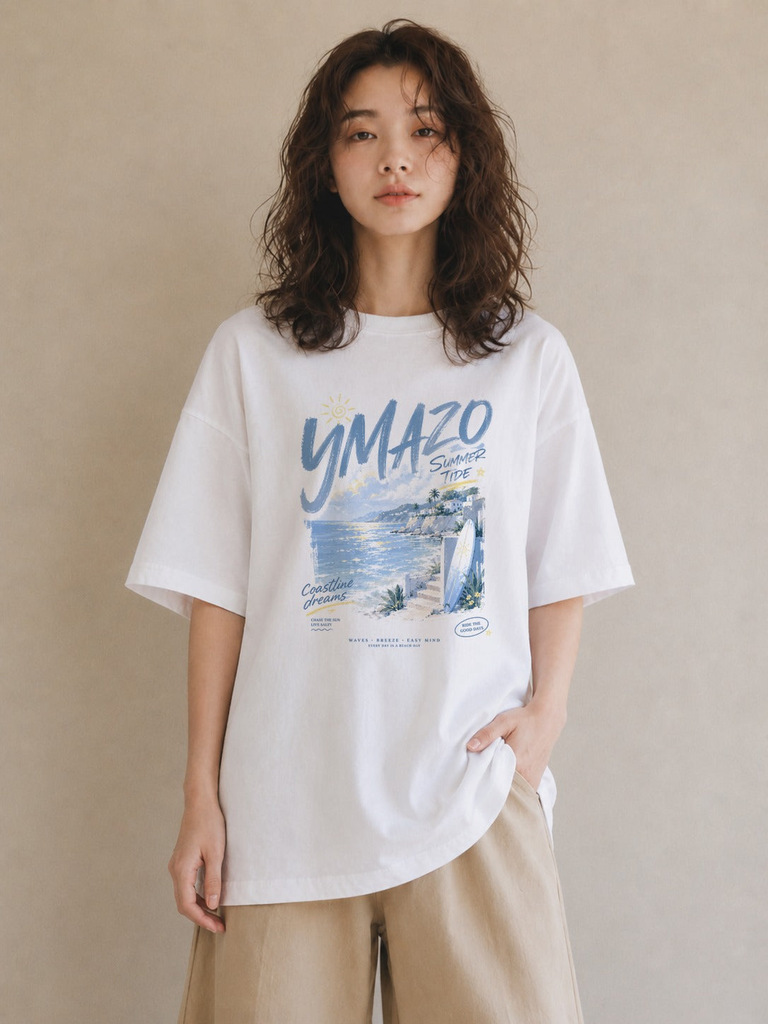 潮の夢｜水彩 半袖Tシャツ レディース（大きめプリント 20×25cm）
