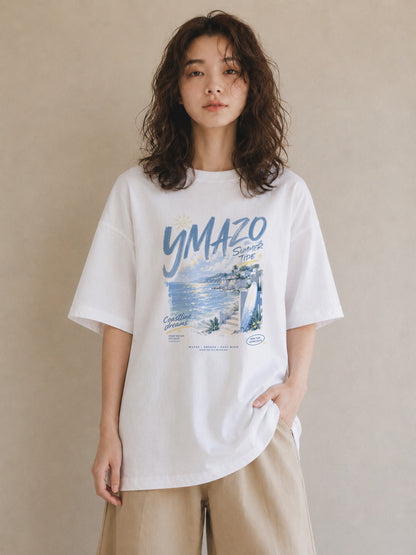 潮の夢｜水彩 半袖Tシャツ レディース（大きめプリント 20×25cm）