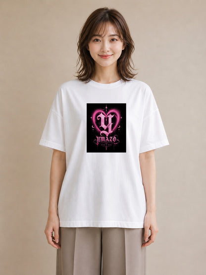 【受注生産】YMAZO Tシャツ レディース 半袖 ビッグシルエット 花柄 フローラル ボタニカル 花 ブーケ 白T 綿100% ホワイト M L ニュアンス 大人可愛い ナチュラル 通勤 お出かけ 父の日 春夏 プ｜Y字ロゴ（スタンダード